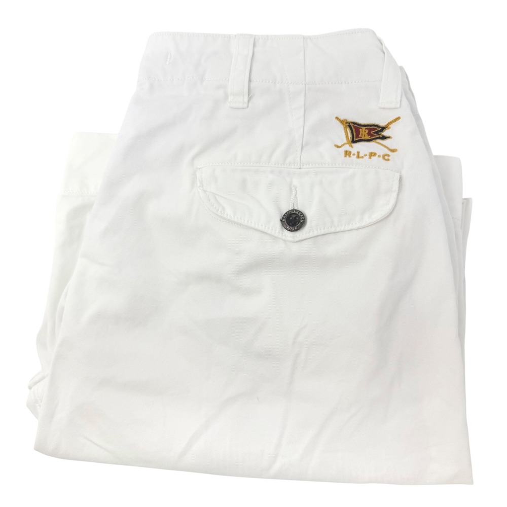 Polo Ralph Lauren Mens Size 30 White Chino Shorts RLPC Pennant Embroidery